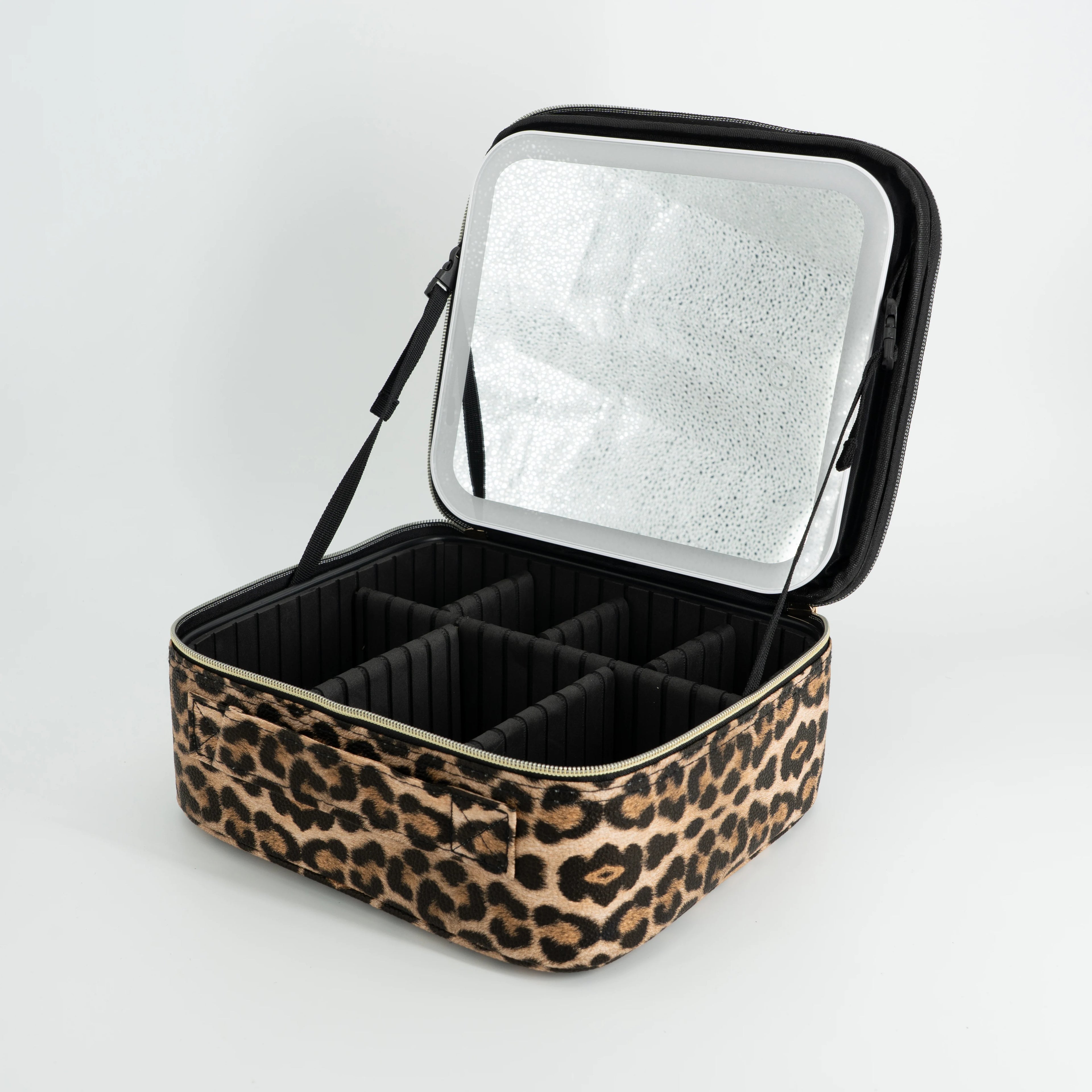 LED Lighted Makeup Bag with Mirror, 3-Color LED Lighted Makeup Case with Adjustable Dividers, Travel Bag & Bag with Mirror