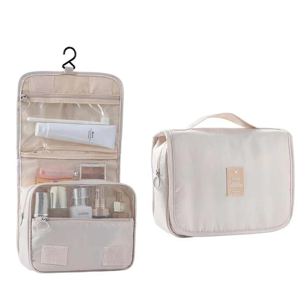 Large Capacity Travel Cosmetic Bag Portable Toiletry Washbag with Hanging Hook Waterproof Female Bathroom Storage Makeup Case