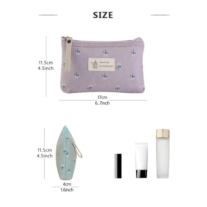 1PC Korean-style lettered cosmetic bag, portable travel fabric coin purse, simple and multi-functional storage bag