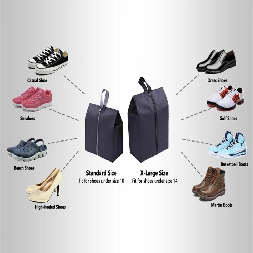 Portable Nylon Travel Shoe Bags with Zipper Closure for Men and Women Waterproof Shoe Organize Storage Bags Makeup Laundry Bag