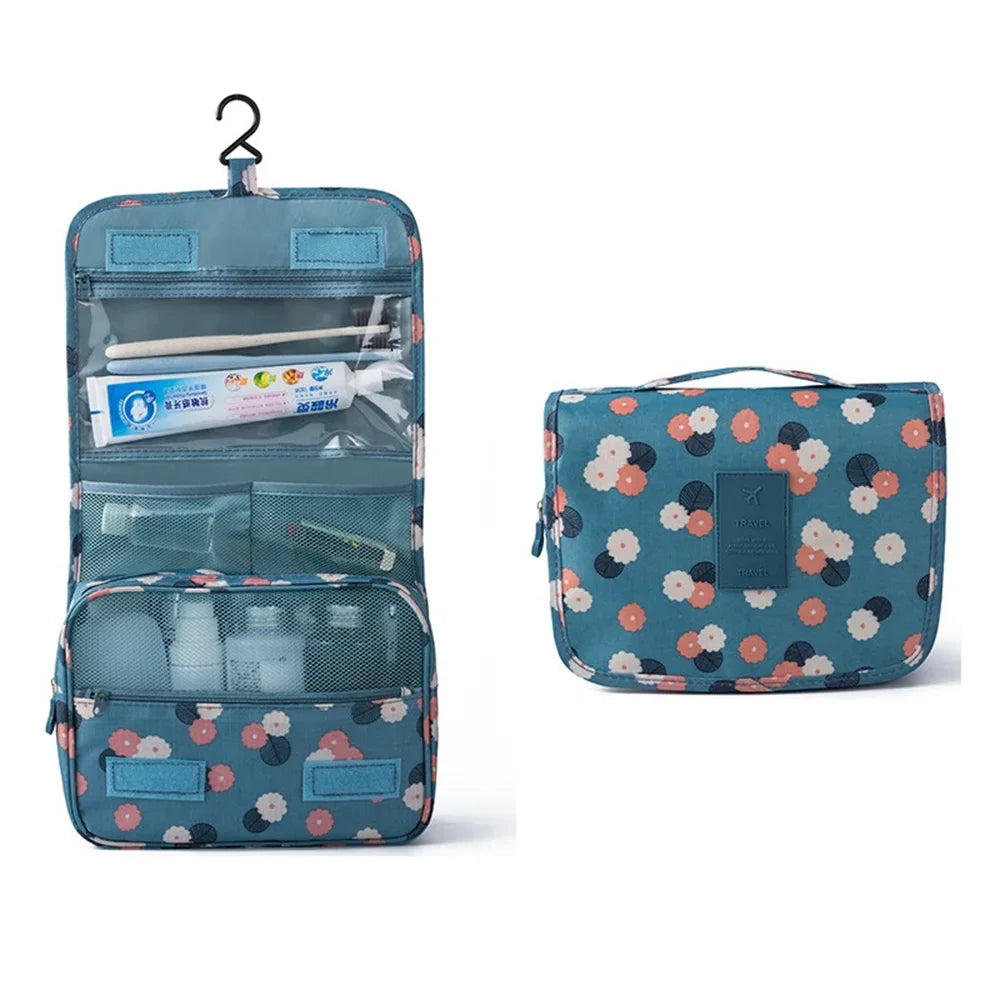 Large Capacity Travel Cosmetic Bag Portable Toiletry Washbag with Hanging Hook Waterproof Female Bathroom Storage Makeup Case