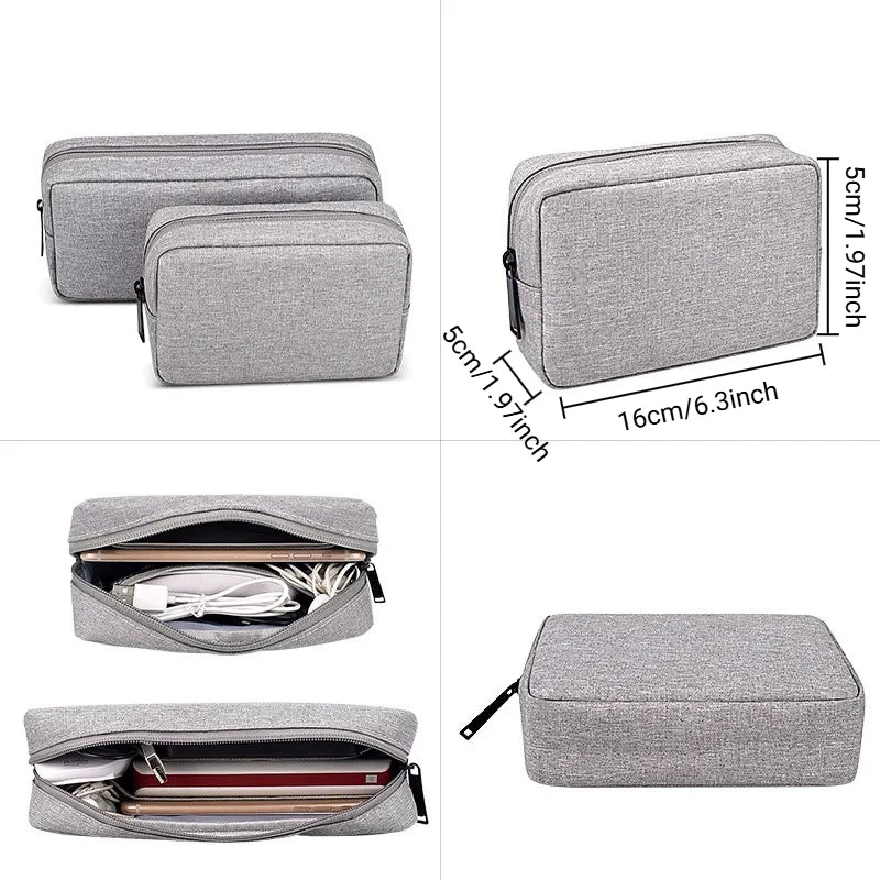 Travel Essentials Pouch Organizer for USB Cables Earphones Gadgets Storage Bag Digital Accessories Makeup Cover Devices