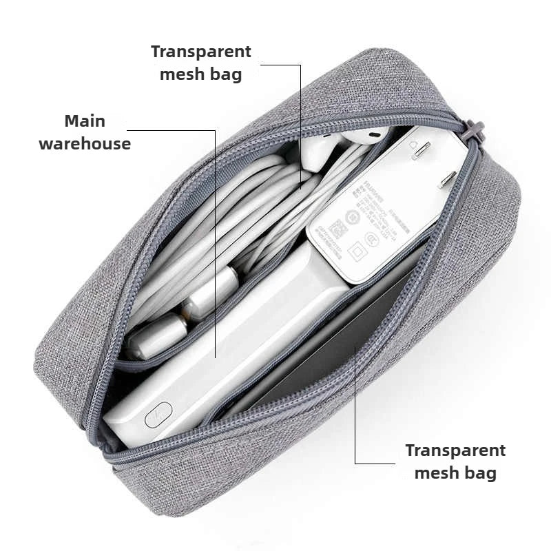 Travel Essentials Pouch Organizer for USB Cables Earphones Gadgets Storage Bag Digital Accessories Makeup Cover Devices