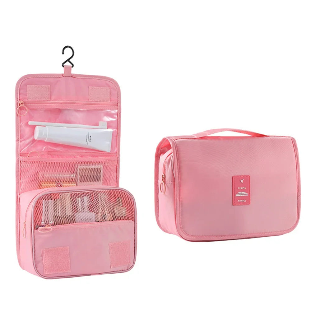 Large Capacity Travel Cosmetic Bag Portable Toiletry Washbag with Hanging Hook Waterproof Female Bathroom Storage Makeup Case