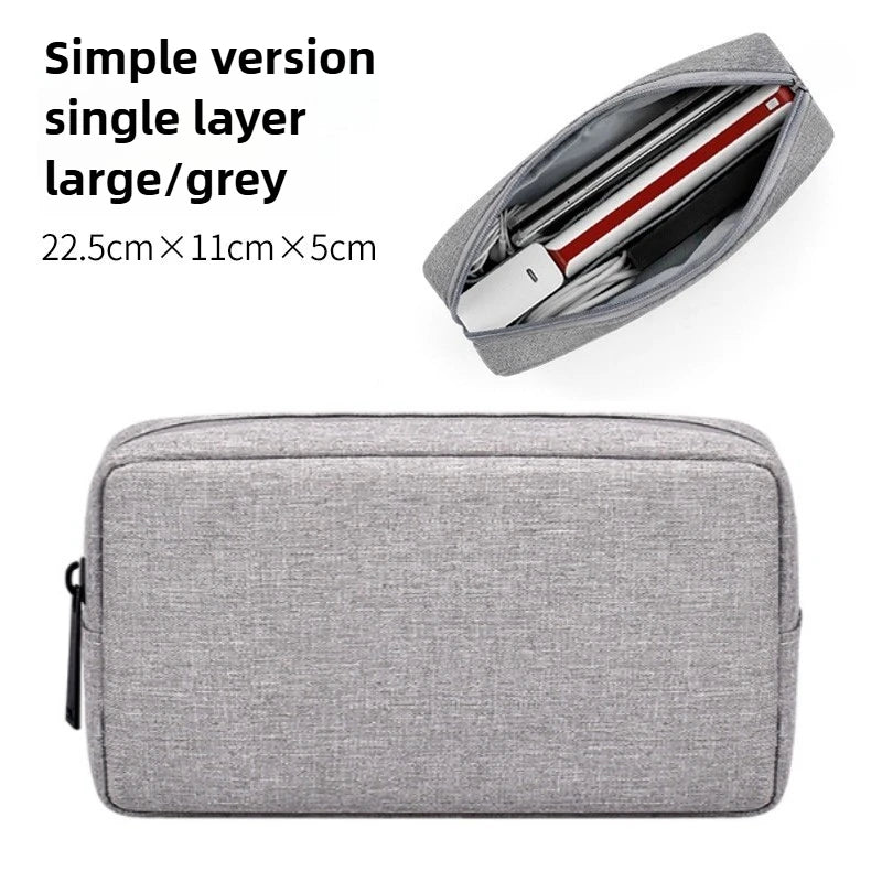 Travel Essentials Pouch Organizer for USB Cables Earphones Gadgets Storage Bag Digital Accessories Makeup Cover Devices