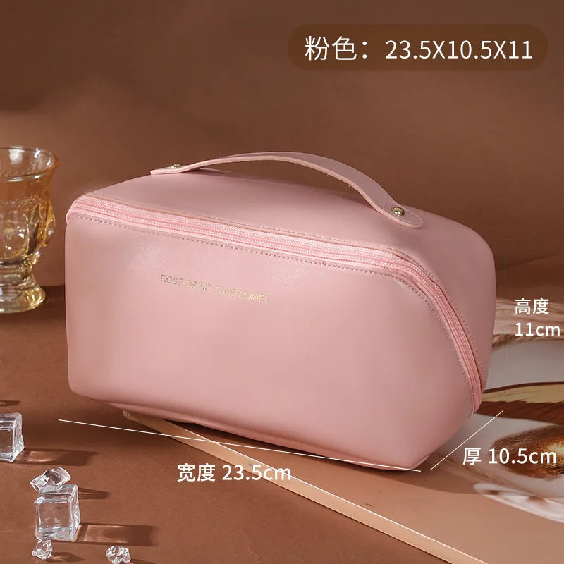 EACHY Travel Makeup Bag,Large Capacity Cosmetic Bags for Women,Waterproof Portable Pouch Open Flat Toiletry Bag