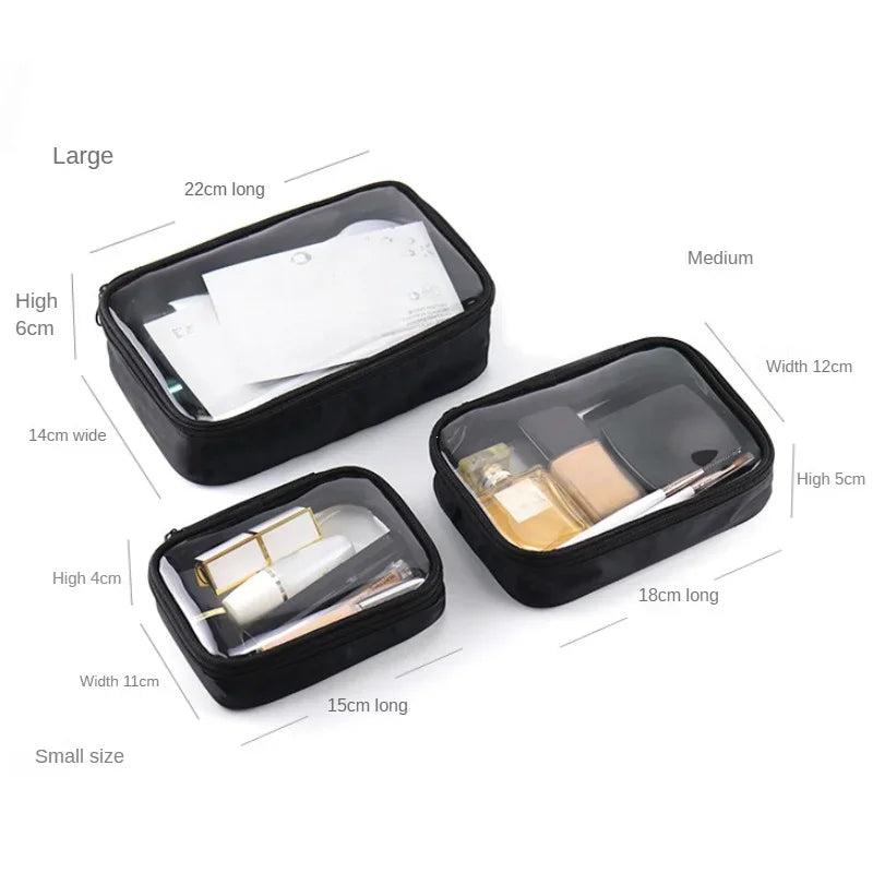 Women Makeup Bag Waterproof Clear PVC Travel Cosmetic Bags Case Travel Make Up Kit Bags for Men Toiletry Brush Organizer Pouch