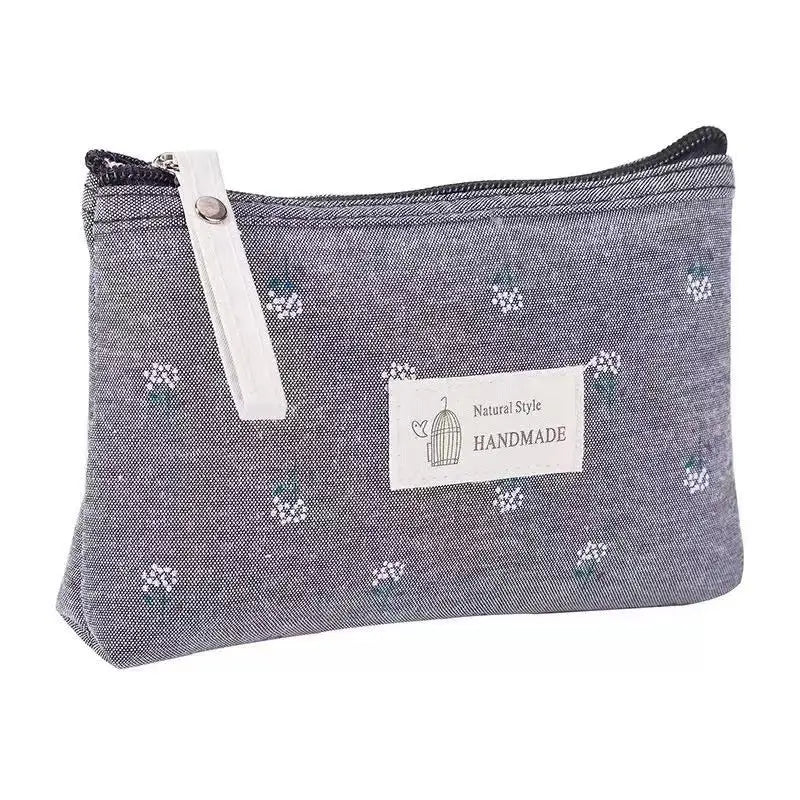 1PC Korean-style lettered cosmetic bag, portable travel fabric coin purse, simple and multi-functional storage bag